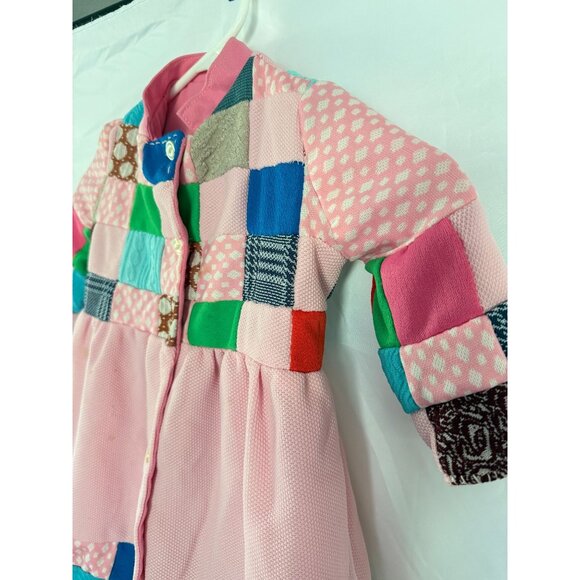 Vintage Handmade Patchwork Quilt Dress Polyester Knits Girls Toddler 2/3T - Picture 5 of 12